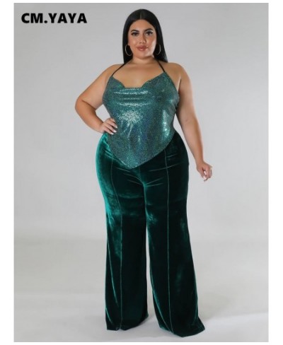 Plus Size Women Velvet High Waist Wide Leg Straight Pants 2023 Thick Warm Female Streetwear Fashion Long Chic Trousers $37.41...