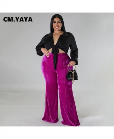 Plus Size Women Velvet High Waist Wide Leg Straight Pants 2023 Thick Warm Female Streetwear Fashion Long Chic Trousers $37.41...