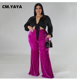 Plus Size Women Velvet High Waist Wide Leg Straight Pants 2023 Thick Warm Female Streetwear Fashion Long Chic Trousers $37.41...