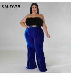 Plus Size Women Velvet High Waist Wide Leg Straight Pants 2023 Thick Warm Female Streetwear Fashion Long Chic Trousers $37.41...