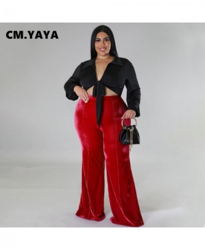 Plus Size Women Velvet High Waist Wide Leg Straight Pants 2023 Thick Warm Female Streetwear Fashion Long Chic Trousers $37.41...