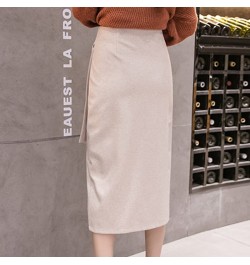 Tie Waist Wrap Skirt Women High Slit Pencil Midi Skirts Elegant Ladies Business Chic Outfit * $37.81 - Skirts