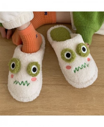 Women Faux Fur Slippers Cute Cartoon Frog Home Slipper Women Men Winter Warm Shoes Soft Plush Lovers Indoor House Floor Slide...