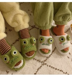 Women Faux Fur Slippers Cute Cartoon Frog Home Slipper Women Men Winter Warm Shoes Soft Plush Lovers Indoor House Floor Slide...