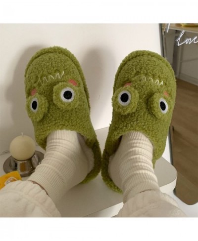 Women Faux Fur Slippers Cute Cartoon Frog Home Slipper Women Men Winter Warm Shoes Soft Plush Lovers Indoor House Floor Slide...