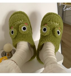 Women Faux Fur Slippers Cute Cartoon Frog Home Slipper Women Men Winter Warm Shoes Soft Plush Lovers Indoor House Floor Slide...