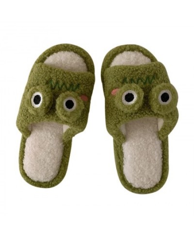 Women Faux Fur Slippers Cute Cartoon Frog Home Slipper Women Men Winter Warm Shoes Soft Plush Lovers Indoor House Floor Slide...