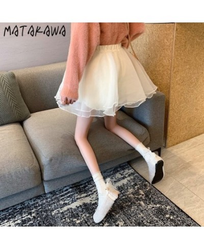 Skirt Autumn High Waist Slim Ball Gown Skirts Korean Fashion Guaze All-match White Short Faldas Casual Elegant Jupes $22.75 -...