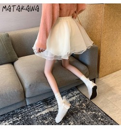 Skirt Autumn High Waist Slim Ball Gown Skirts Korean Fashion Guaze All-match White Short Faldas Casual Elegant Jupes $22.75 -...