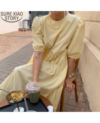 Women Long Dress 2023 Summer Casual O-neck Puff-Sleeve Oversize Dots Elegant Female Dress Ladies Loose Vestidos Femme 9941 $3...