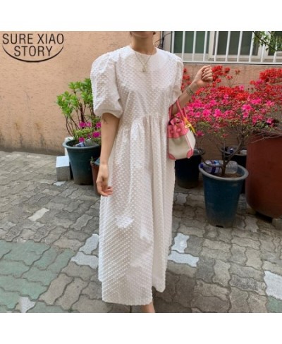 Women Long Dress 2023 Summer Casual O-neck Puff-Sleeve Oversize Dots Elegant Female Dress Ladies Loose Vestidos Femme 9941 $3...