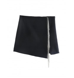 2022 Black Women's Skirt High Waist Mini Skirts For Women Summer Fashion Slit Skirt Woman Streetwear Tassel Short Skirts $33....