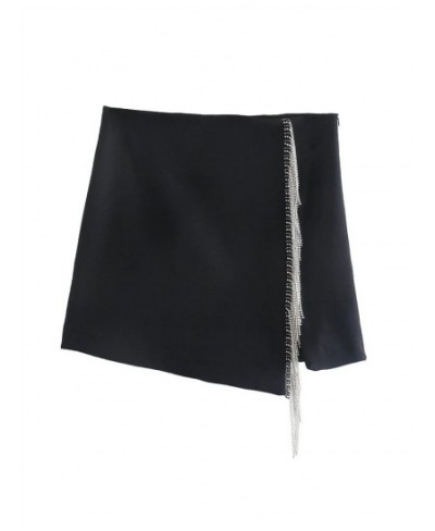 2022 Black Women's Skirt High Waist Mini Skirts For Women Summer Fashion Slit Skirt Woman Streetwear Tassel Short Skirts $33....