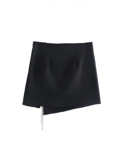 2022 Black Women's Skirt High Waist Mini Skirts For Women Summer Fashion Slit Skirt Woman Streetwear Tassel Short Skirts $33....