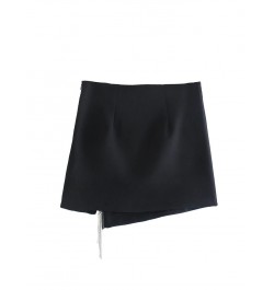 2022 Black Women's Skirt High Waist Mini Skirts For Women Summer Fashion Slit Skirt Woman Streetwear Tassel Short Skirts $33....