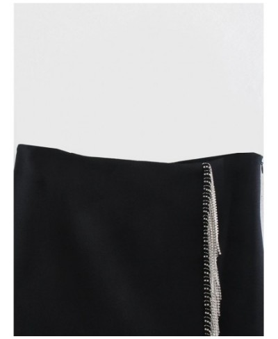 2022 Black Women's Skirt High Waist Mini Skirts For Women Summer Fashion Slit Skirt Woman Streetwear Tassel Short Skirts $33....