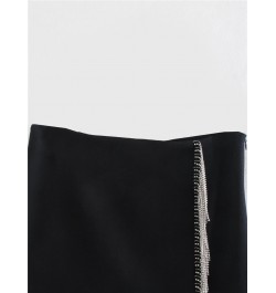 2022 Black Women's Skirt High Waist Mini Skirts For Women Summer Fashion Slit Skirt Woman Streetwear Tassel Short Skirts $33....