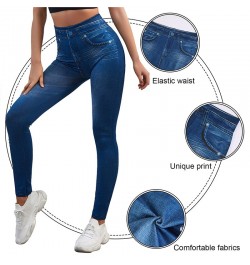 High Waist Leggings Faux Denim Jeans Sexy Elastic Jeggings Soft Casual Thin Pencil Pants Stretch Well Fitness Fake Pockets $2...