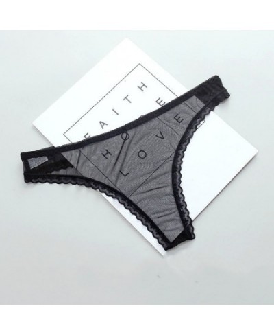 1-2 Pcs Sexy Transparent Thong Panties Women Lace See Through Crotch Mesh Bottom Sexy Seamless Low-rise T-pants Underwear $12...