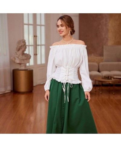 Victorian Blouse Women Retro Vintage Renaissance Peasant Shirt Gothic Off The Shoulder Corset Style Ruffle Tops A30 $40.07 - ...