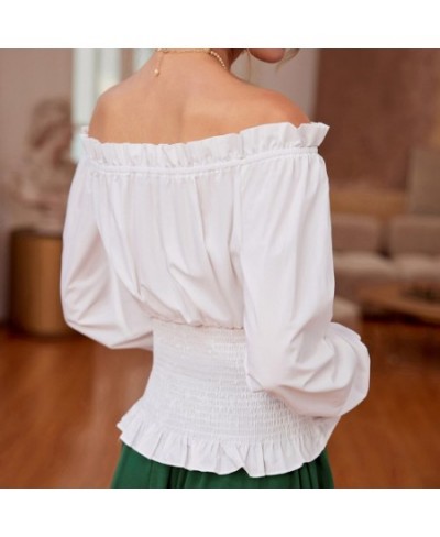 Victorian Blouse Women Retro Vintage Renaissance Peasant Shirt Gothic Off The Shoulder Corset Style Ruffle Tops A30 $40.07 - ...