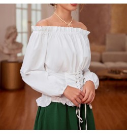 Victorian Blouse Women Retro Vintage Renaissance Peasant Shirt Gothic Off The Shoulder Corset Style Ruffle Tops A30 $40.07 - ...