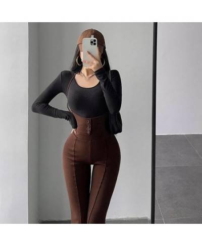 Sexy Fashion Bandage Halter Neck High Waist Slim Skinny Overalls Casual Flare Pants Women's Fashion Trousers Korean Women G9J...