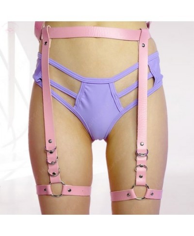 Sexy Garter Belt for Women Pink PU Leather Pastel Goth Thigh Harness Body Bondage Lingerie Punk Waistband Starps Rave Clothes...