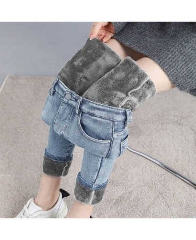 Winter Thicken Warm Pencil Jeans High Waist Stretch Skinny Denim Trousers Vintage Fleece Oversized Vaqueros Pantalones De Muj...