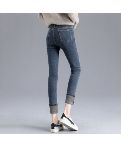 Winter Thicken Warm Pencil Jeans High Waist Stretch Skinny Denim Trousers Vintage Fleece Oversized Vaqueros Pantalones De Muj...