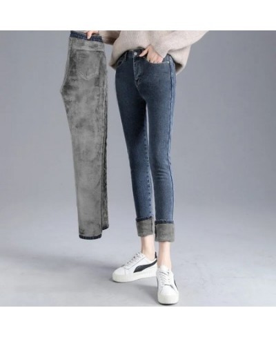 Winter Thicken Warm Pencil Jeans High Waist Stretch Skinny Denim Trousers Vintage Fleece Oversized Vaqueros Pantalones De Muj...