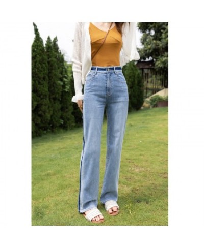 Korean Jeans 2022 Summer Thin Patchwork High Waist Wide Leg Denim Trousers Casual Slim Fit Women Streetwear MXB28K0482 $82.93...