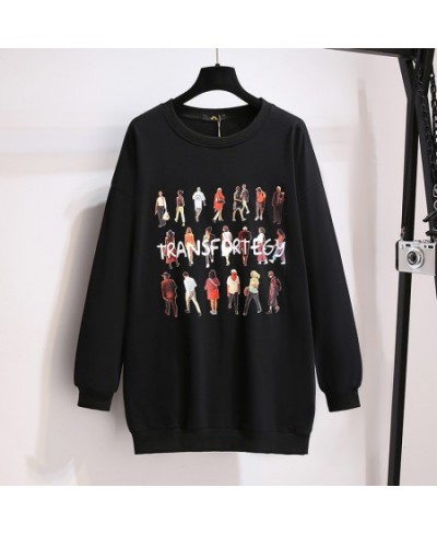 New 2023 Autumn Winter Plus Size Tops For Women Large Loose Long sleeve Black Print Thick Cotton T-shirt 7XL $58.77 - Plus Si...