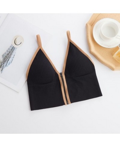 Zipper Crop Top Bra Women Tank Top Sleeveless Camisole Tube Top Lingerie Tank $18.20 - Underwear