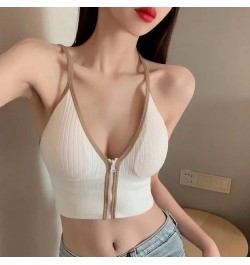 Zipper Crop Top Bra Women Tank Top Sleeveless Camisole Tube Top Lingerie Tank $18.20 - Underwear