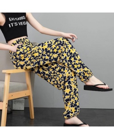 Polka Dot Wide-Leg Pants Women's Summer Sunscreen Anti-Mosquito Beach Trousers Cotton Silk Bloomers Female Loose Harem Pants ...