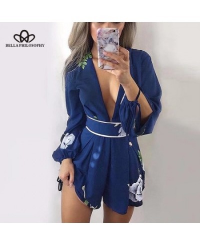 2023 summer holiday sexy v-neck women playsuits hollow out backless ladies rompers lace up female playsuits $50.47 - Rompers