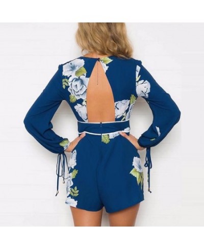 2023 summer holiday sexy v-neck women playsuits hollow out backless ladies rompers lace up female playsuits $50.47 - Rompers