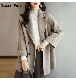 2022 Autumn Winter Elegant Cashmere Windbreaker Coat Women's Double Breasted Casual Trench Ladies Loose Trench Coat $77.22 - ...