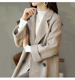 2022 Autumn Winter Elegant Cashmere Windbreaker Coat Women's Double Breasted Casual Trench Ladies Loose Trench Coat $77.22 - ...