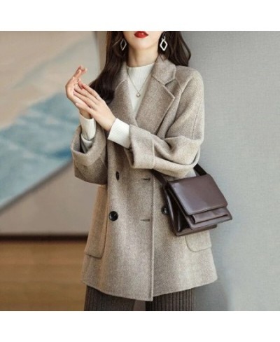 2022 Autumn Winter Elegant Cashmere Windbreaker Coat Women's Double Breasted Casual Trench Ladies Loose Trench Coat $77.22 - ...