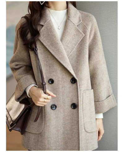 2022 Autumn Winter Elegant Cashmere Windbreaker Coat Women's Double Breasted Casual Trench Ladies Loose Trench Coat $77.22 - ...