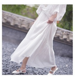 2022 Summer New Women White Long Skirt High Waist Stretch Cotton And Linen Skirts Saia Women A-Line Skirt Faldas Jupe Femme $...
