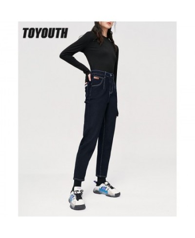 Women Fleece Jeans 2022 Winter Back Waist Elastic Straight Long Denim Pant Apricot Navy Warm Casual Streetwear Trousers $74.7...