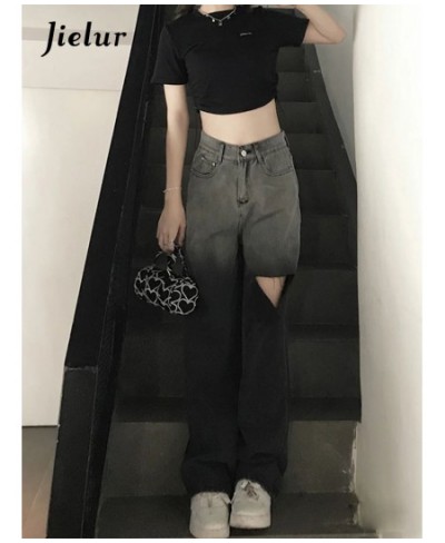 Summer New Sweet Cool Hole Women's Jeans Korean Straight Slim Fashion Pants Female Youthful Light Casual Jeans Woman $46.30 -...