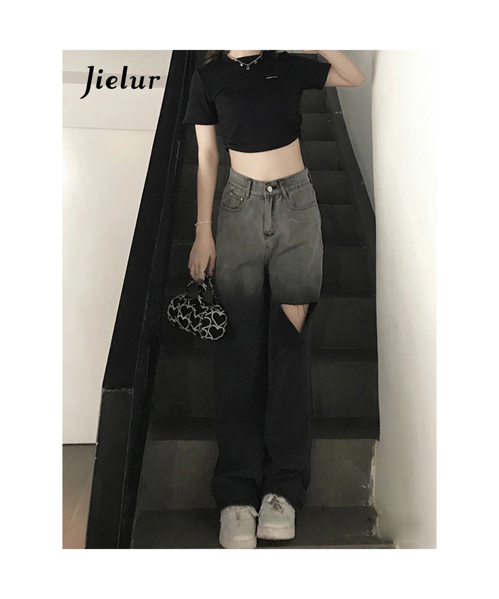 Summer New Sweet Cool Hole Women's Jeans Korean Straight Slim Fashion Pants Female Youthful Light Casual Jeans Woman $46.30 -...