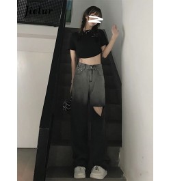 Summer New Sweet Cool Hole Women's Jeans Korean Straight Slim Fashion Pants Female Youthful Light Casual Jeans Woman $46.30 -...