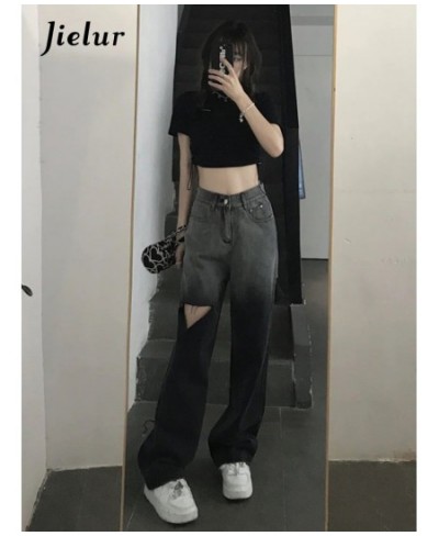 Summer New Sweet Cool Hole Women's Jeans Korean Straight Slim Fashion Pants Female Youthful Light Casual Jeans Woman $46.30 -...