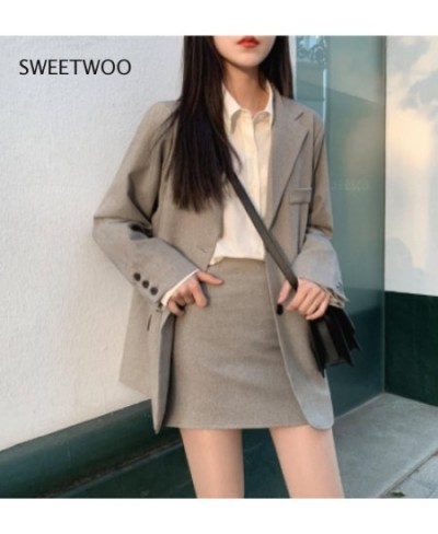 2023 Retro Solid Blazer Set Single-breasted Coat& Pencil Skirt 2 Pieces Skirt Suit Female Office Ladies Blazer Suit $104.89 -...