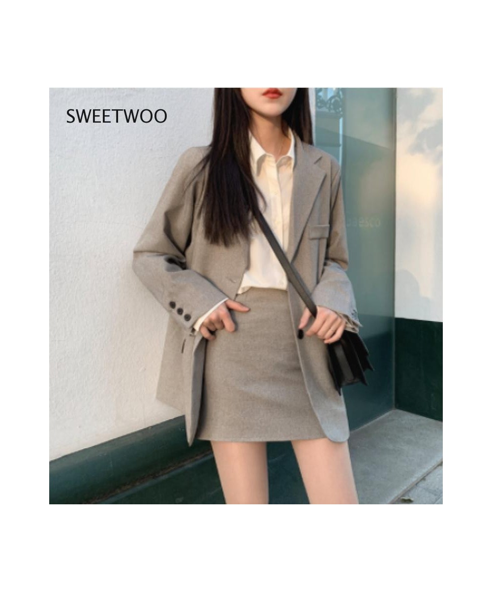 2023 Retro Solid Blazer Set Single-breasted Coat& Pencil Skirt 2 Pieces Skirt Suit Female Office Ladies Blazer Suit $104.89 -...